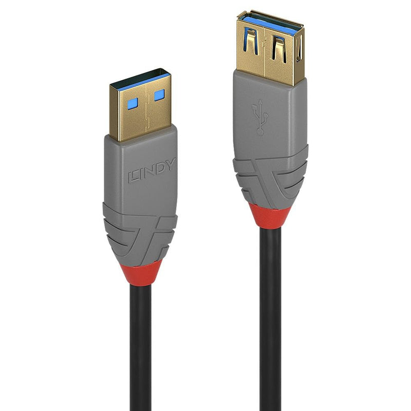 LINDY USB 3.2 Type A Extension Cable, Anthra Line - Black