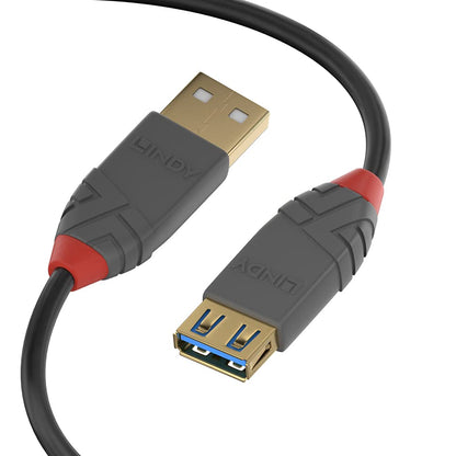 LINDY USB 3.2 Type A Extension Cable, Anthra Line - Black