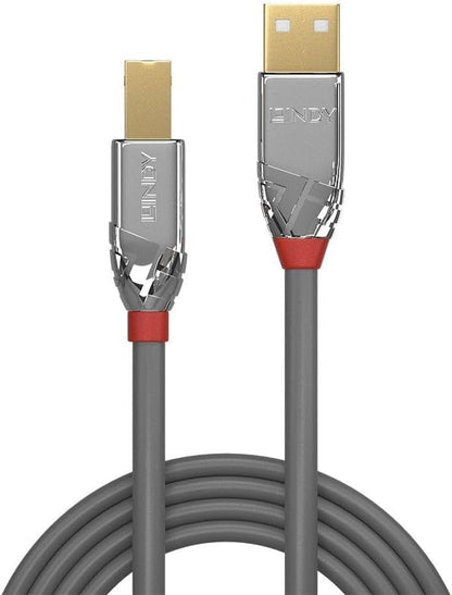 LINDY 36641 USB 2.0 Type A to B Cable, Cromo Line - Grey