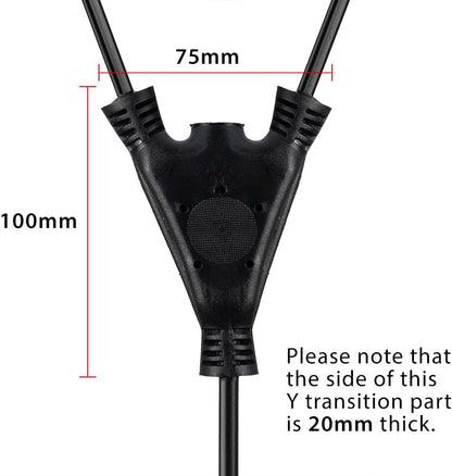 LINDY 2.5m UK Mains 3 Pin Plug to 2 x IEC C7 Splitter Power Cable/Figure 8 Lead, Black