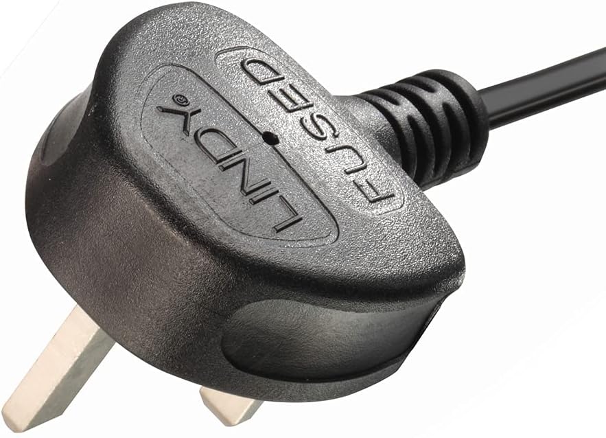 LINDY 2.5m UK Mains 3 Pin Plug to 2 x IEC C7 Splitter Power Cable/Figure 8 Lead, Black