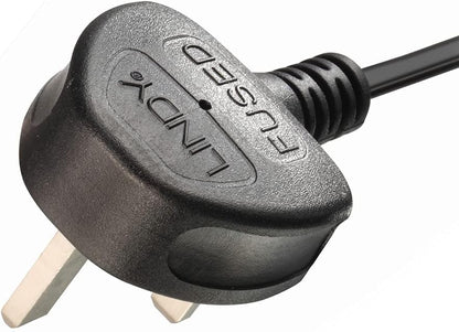 LINDY 30371 2.5m UK 3 Pin Plug to 2 x IEC C13 Splitter Extension Cable, Black