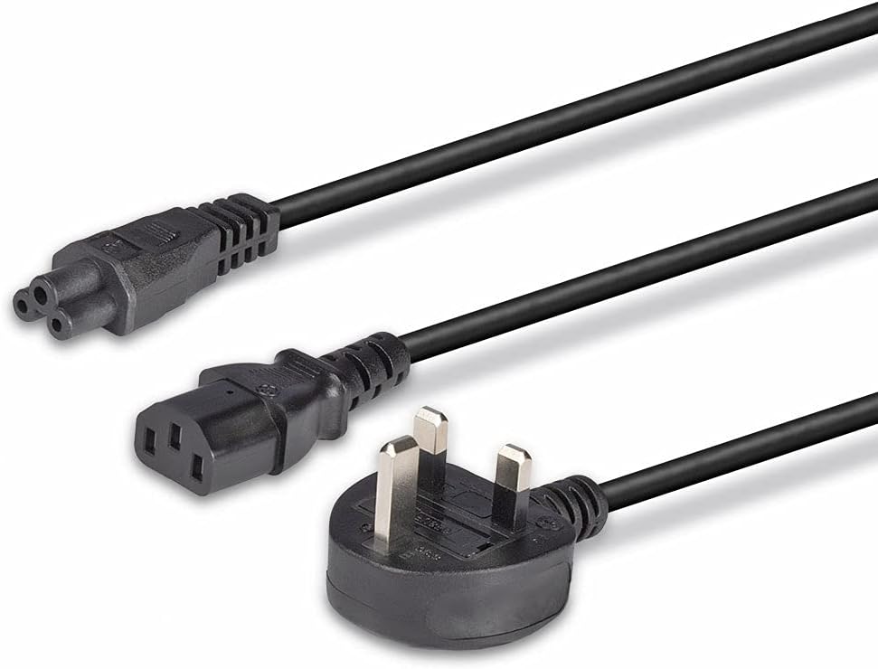 LINDY 30374 UK 3 Pin Plug to IEC C13 & IEC C5 Splitter Extension Cable, Black, 2.5m