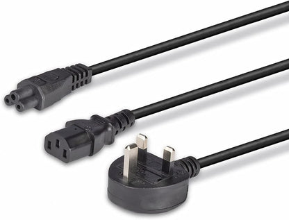 LINDY 30374 UK 3 Pin Plug to IEC C13 & IEC C5 Splitter Extension Cable, Black, 2.5m