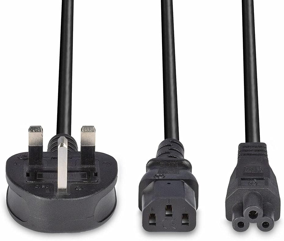 LINDY 30374 UK 3 Pin Plug to IEC C13 & IEC C5 Splitter Extension Cable, Black, 2.5m