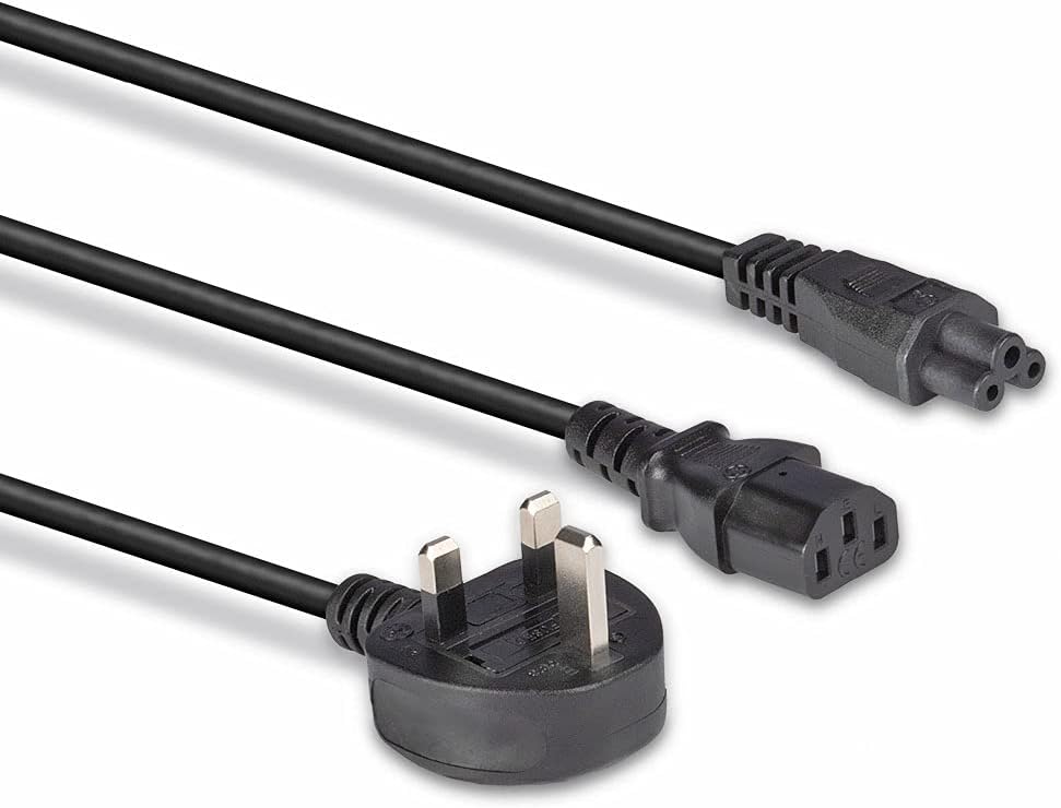 LINDY 30374 UK 3 Pin Plug to IEC C13 & IEC C5 Splitter Extension Cable, Black, 2.5m