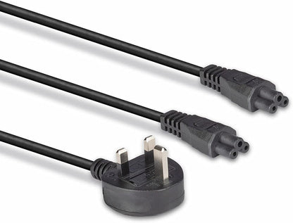 LINDY 30428 2.5 m UK 3 Pin Plug To IEC 2 x C5 Splitter Extension Cable - Black