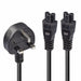 LINDY 30428 2.5 m UK 3 Pin Plug To IEC 2 x C5 Splitter Extension Cable - Black