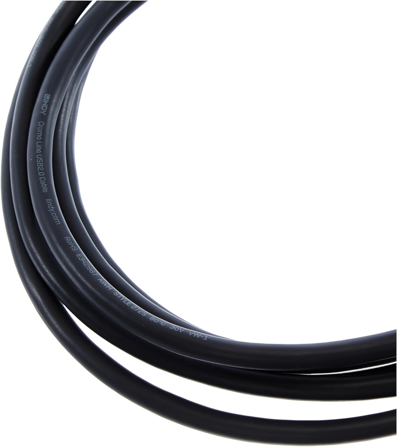 LINDY 36642 USB 2.0 Type A to B Cable, Cromo Line - Grey, 1m