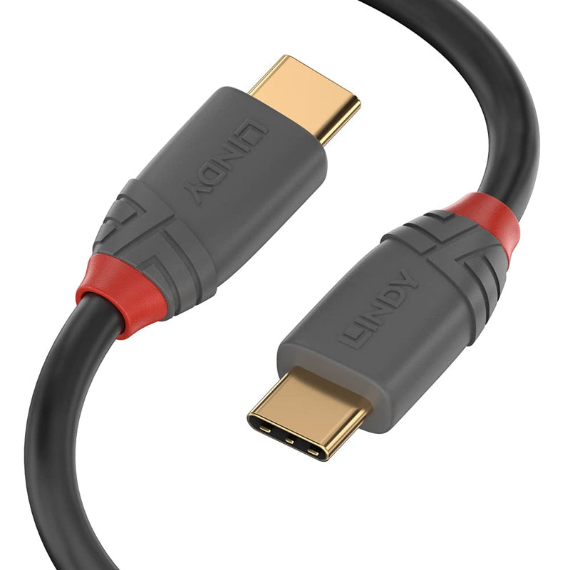 LINDY 36872 2 m USB 2.0 Type C to C Cable, Anthra Line Black