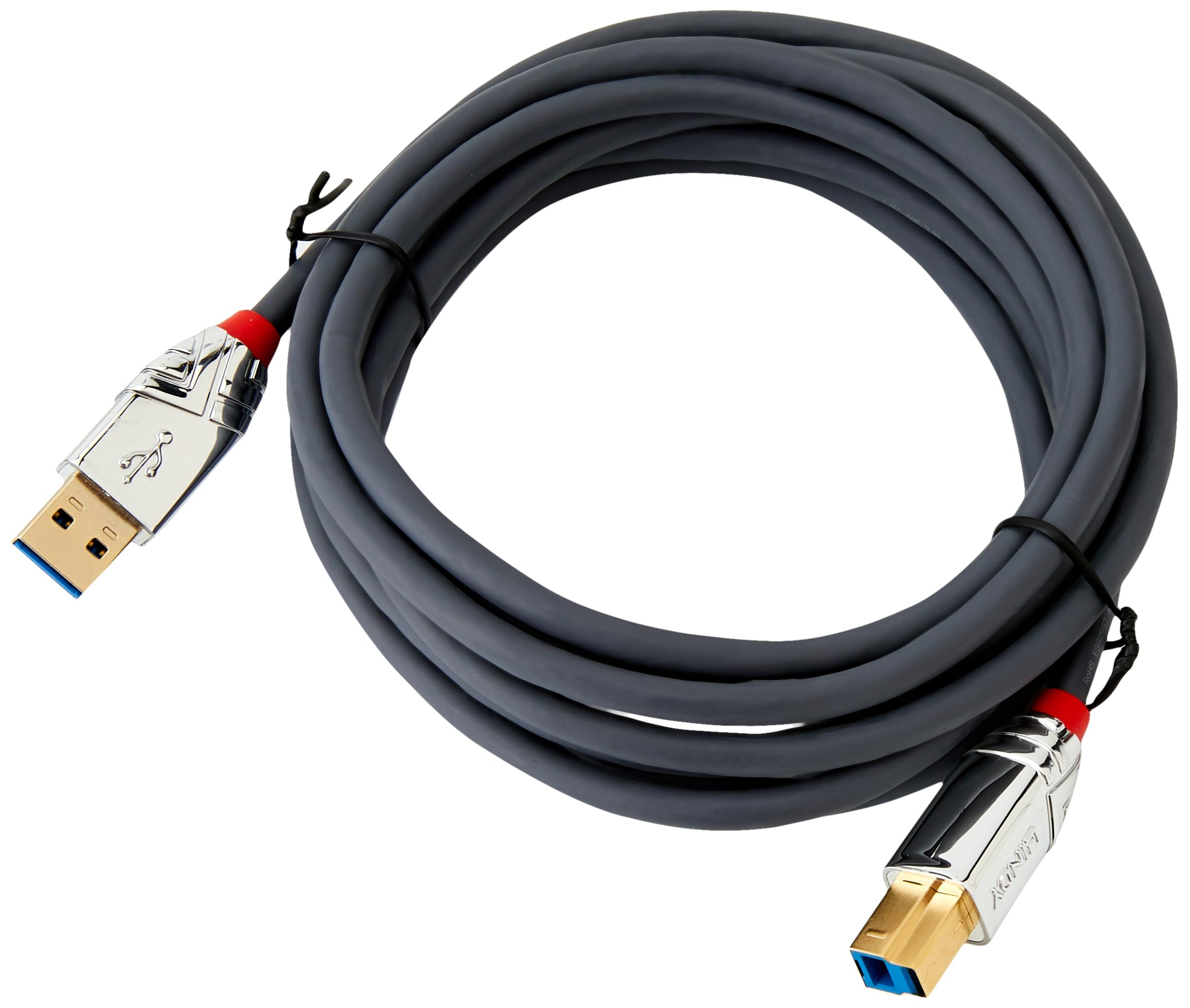 LINDY 36663Lindy 3m USB 3.2 Type A to B Cable, 5Gbps, Cromo Line,Grey