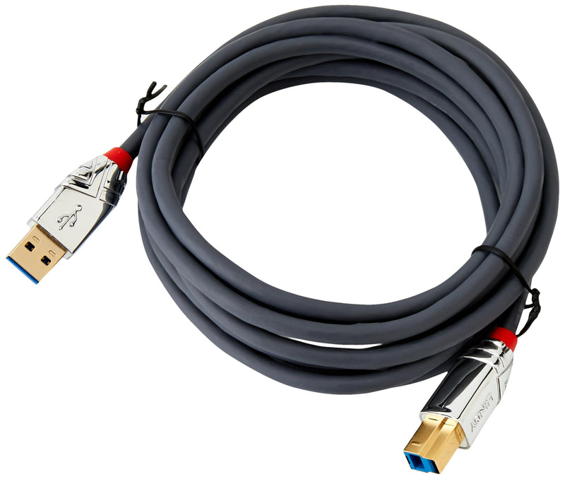 LINDY 36663Lindy 3m USB 3.2 Type A to B Cable, 5Gbps, Cromo Line,Grey