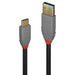 Lindy 36912 - Cable USB (1,5 m, USB C, USB A, 10000 Mbit/s, Negro, Gris