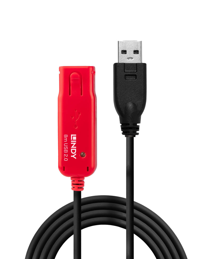 Lindy 8m USB 2.0 Active Extension Cable Pro, Long Distance Repeater, Extends USB devices, PCs, Laptops, Xbox, PS4, PS5, VR Headset, Printer, Scanner, Webcam, Interactive Whiteboards