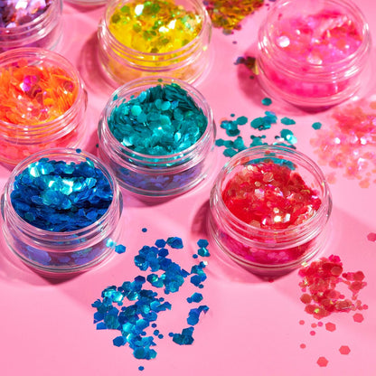Smiffys Moon Glitter Iridescent Chunky Glitter, Pink