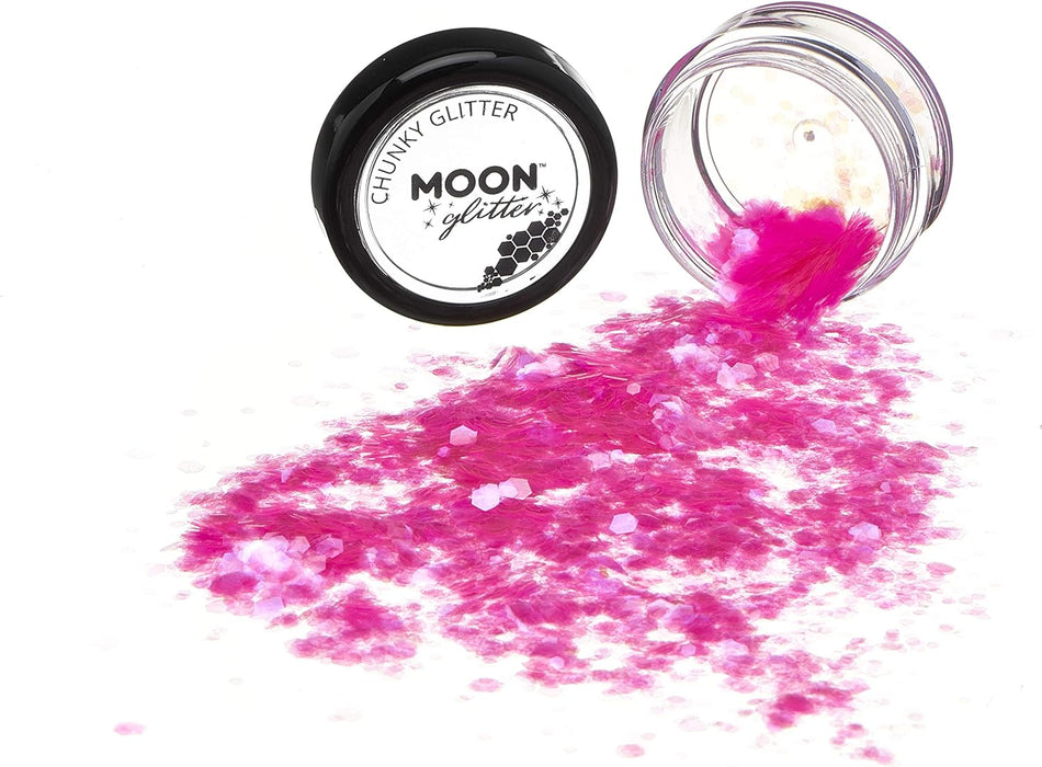Smiffys Moon Glitter Iridescent Chunky Glitter, Pink