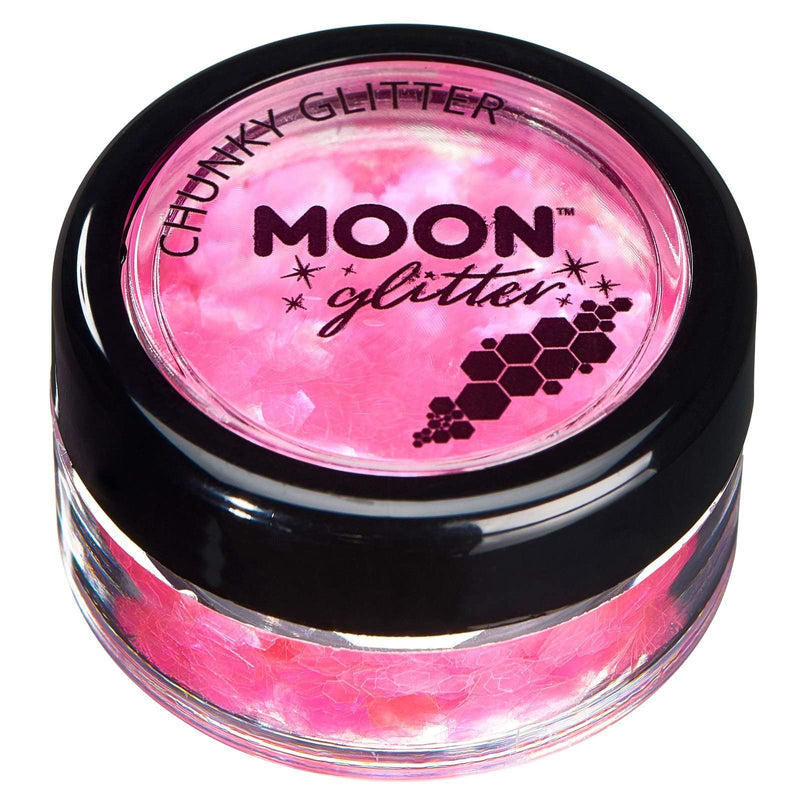 Smiffys Moon Glitter Iridescent Chunky Glitter, Pink