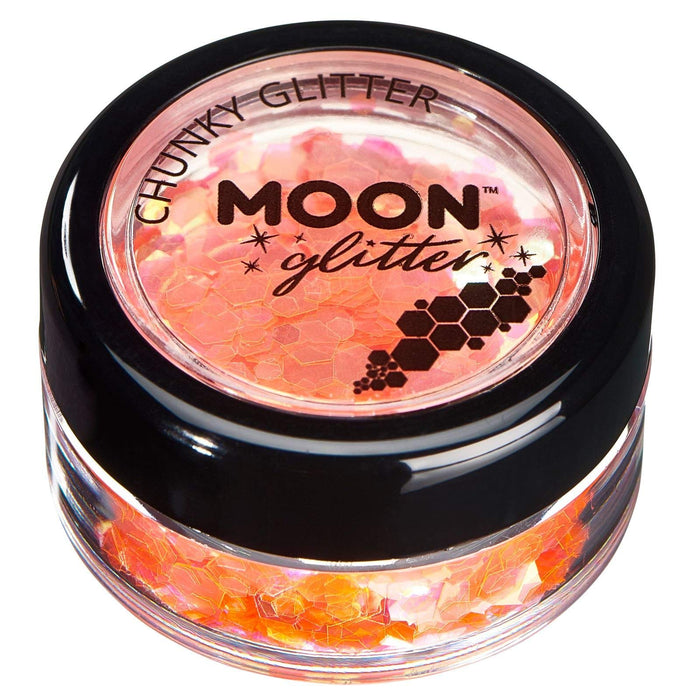 Smiffys Moon Glitter Iridescent Chunky Glitter, Orange
