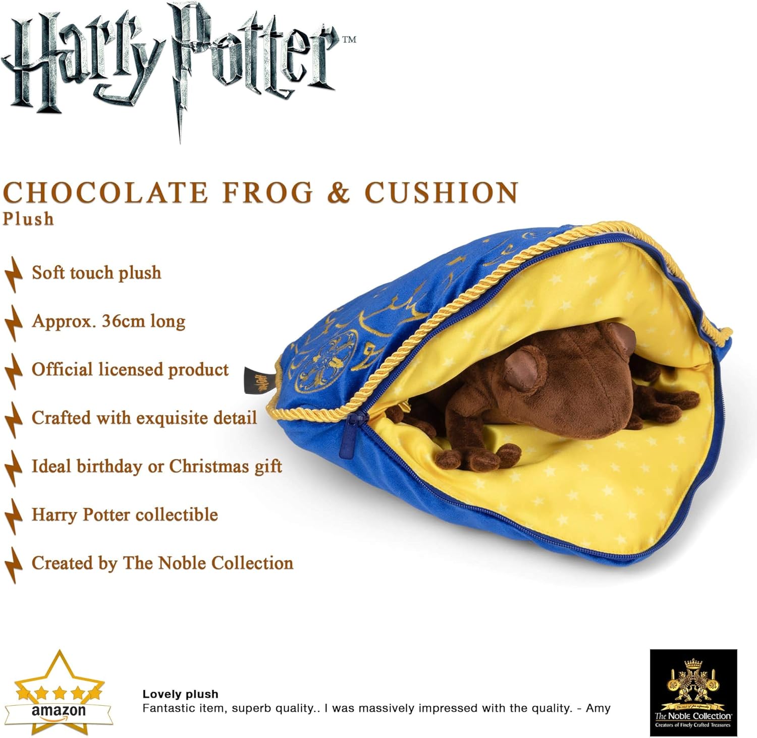 The Noble Collection Chocolate Frog Plush & Pillow Officially Licensed 14in (36cm) Harry Potter Toy Dolls Chocolate Frog Plush - Embroidered Pillow - For Kids & Adults