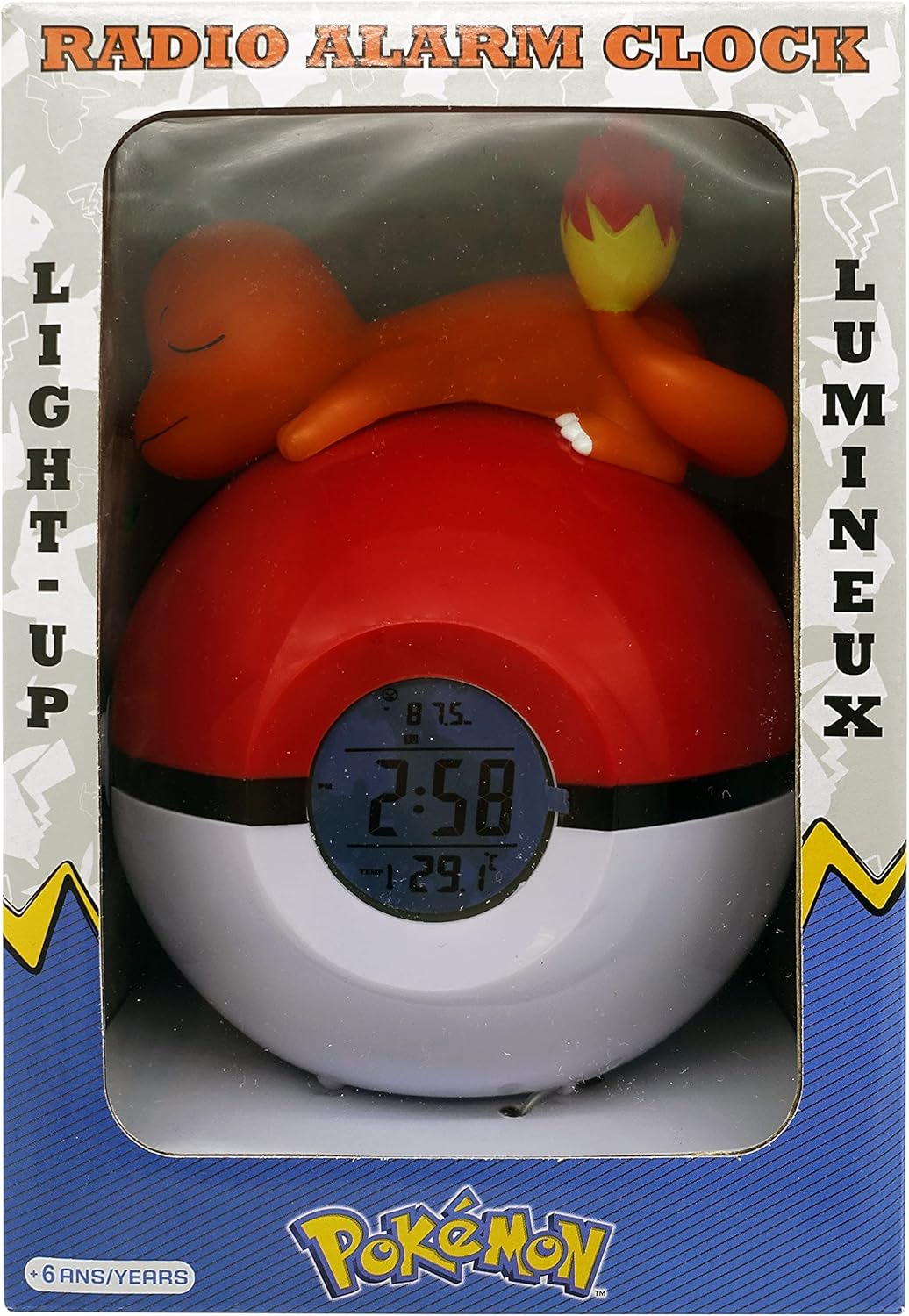 TEKNOFUN 811368 Pokemon Charmander Pokemon Light-up FM Alarm Clock - Red/White