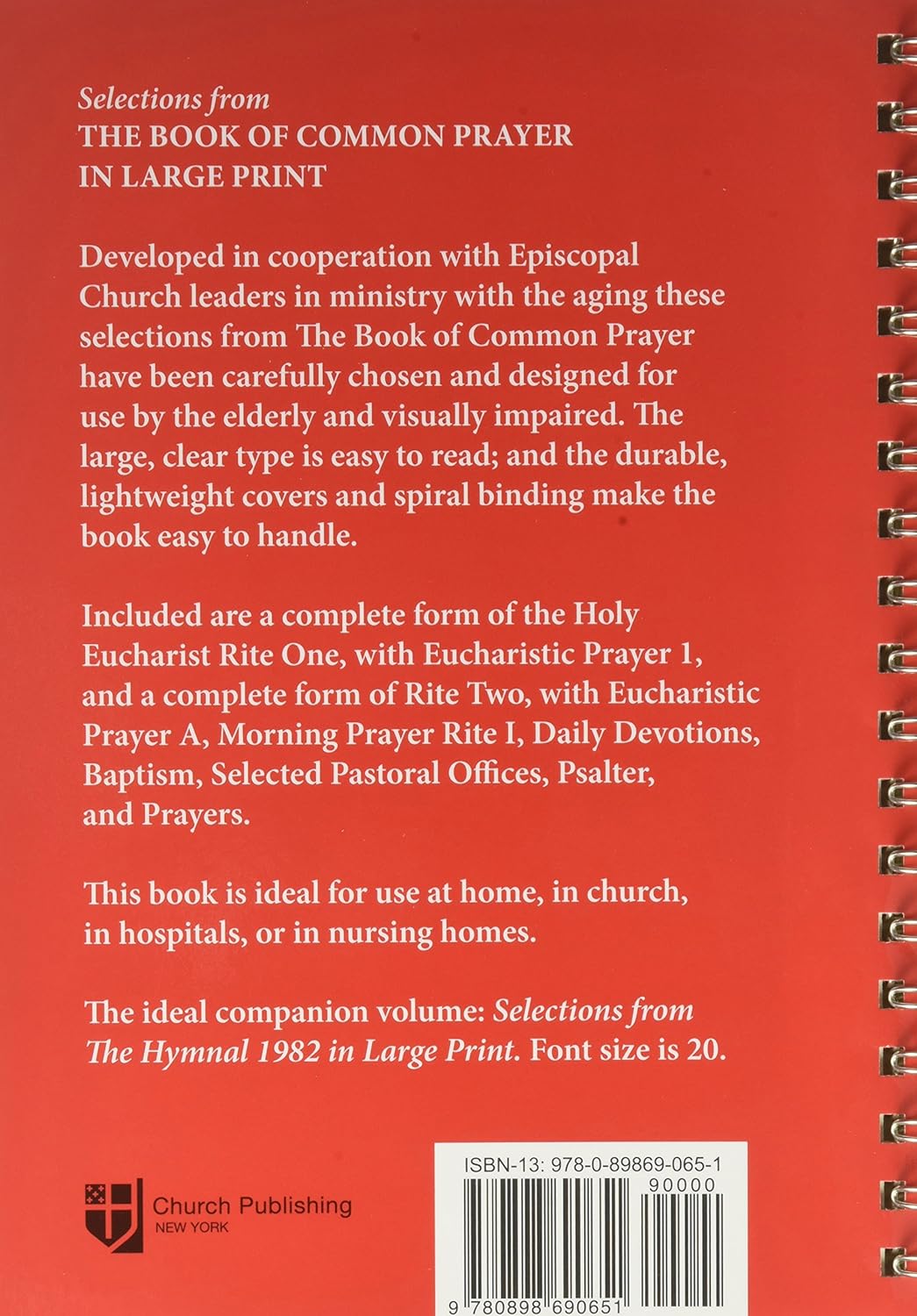 Selections from the Book of Common Prayer in Large Print
