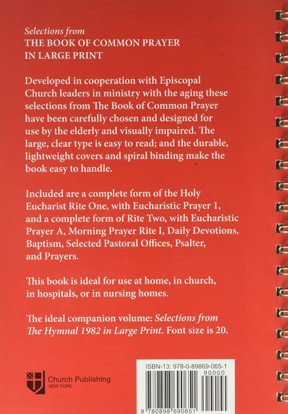 Selections from the Book of Common Prayer in Large Print