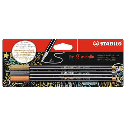 Rotulador premium metálico STABILO Pen 68 metallic - Pack con 3 colores