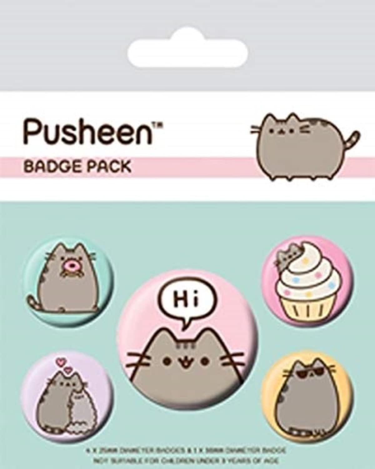 Pusheen Pack de chapas Says HI, See Description, Multicolor, 10 x 12.5cm (BP80624