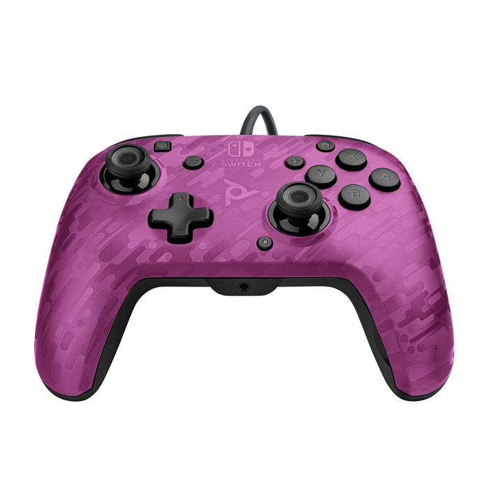 PDP Gaming Faceoff Deluxe+ Wired Switch Pro Controller - Purple Camo - Officially Licensed by Nintendo - Customizable buttons and paddles - Ergonomic Controllers Camo Purple Camo Purple