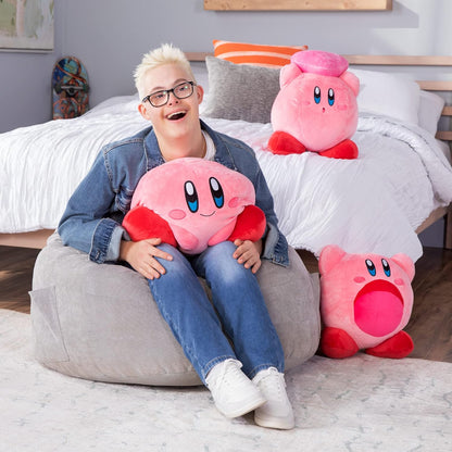 Club Mocchi Mocchi TOMY Kirby Mega Heart Plush Toy 38cm by Nintendo, Super Soft Cushion, Bedroom Accessories for Collectors as well as Girls and Boys from 3 Years old