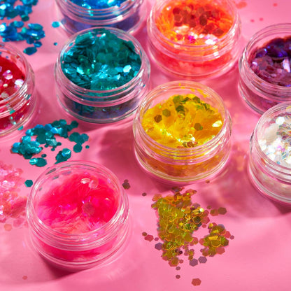 Smiffys Moon Glitter Iridescent Chunky Glitter, Yellow