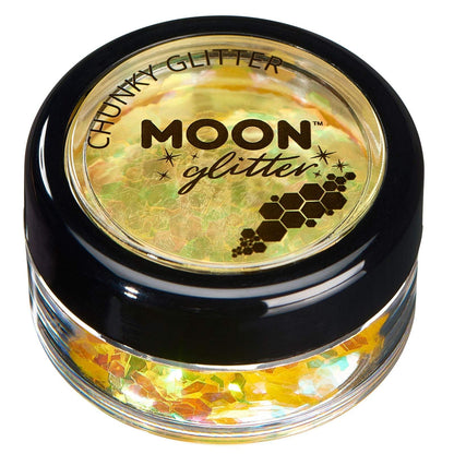 Smiffys Moon Glitter Iridescent Chunky Glitter, Yellow