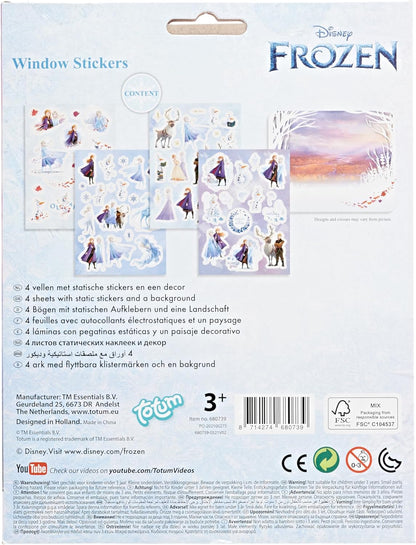 Totum 680739 Stickerset Disney Frozen II Window 70 Static Stickers and a Landscape Scene by Anna & Elsa Gift for Girls, Cartoon-Based Theme, Multicoloured
