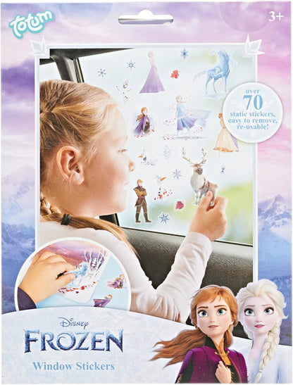 Totum 680739 Stickerset Disney Frozen II Window 70 Static Stickers and a Landscape Scene by Anna & Elsa Gift for Girls, Cartoon-Based Theme, Multicoloured