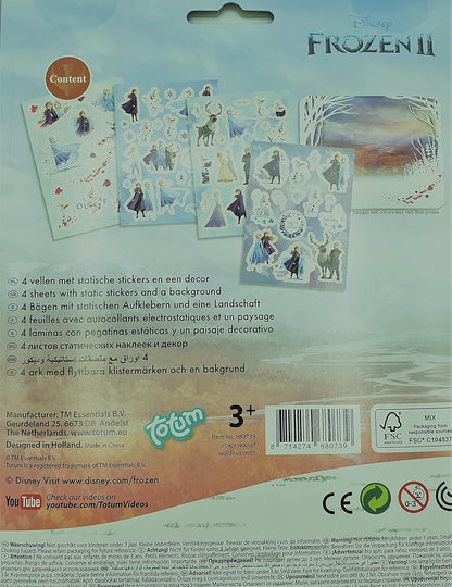 Totum 680739 Stickerset Disney Frozen II Window 70 Static Stickers and a Landscape Scene by Anna & Elsa Gift for Girls, Cartoon-Based Theme, Multicoloured