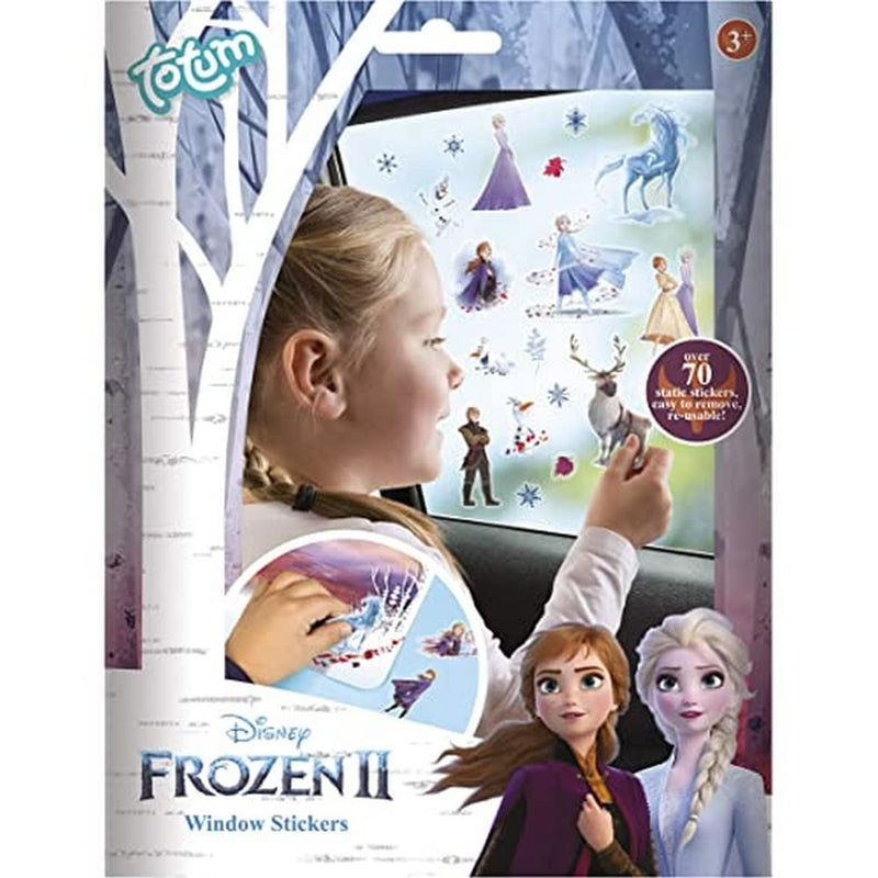 Totum 680739 Stickerset Disney Frozen II Window 70 Static Stickers and a Landscape Scene by Anna & Elsa Gift for Girls, Cartoon-Based Theme, Multicoloured
