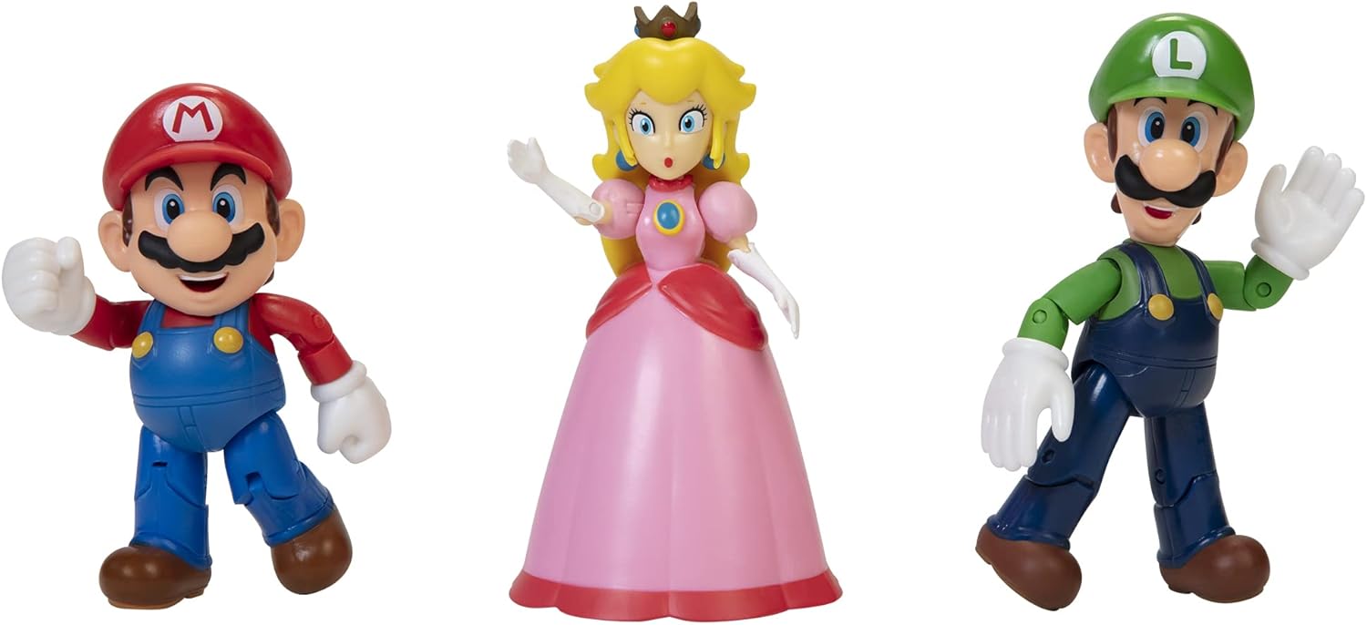 Jakks Pacific Super Mario Mushroom Kingdom Pack Mario Luigi Princess 11 cm Figures Multicolor 64511