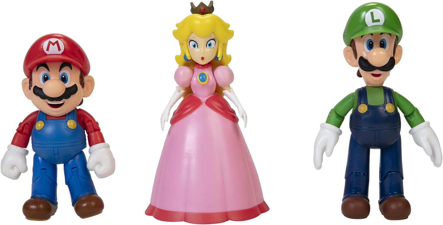 Jakks Pacific Super Mario Mushroom Kingdom Pack Mario Luigi Princess 11 cm Figures Multicolor 64511