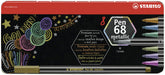 Metallic Premium Felt Tip Pen - STABILO Pen 68 Metallic - Tin of 8 - Assorted Colours