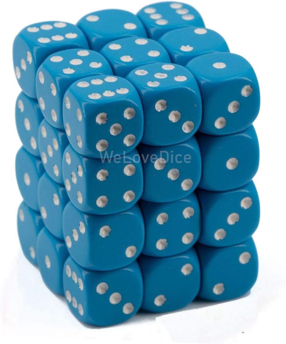 Chessex Dice 12mm Opaque Light Blue and White Plastic Polyhedral Dice Set-Dungeons and Dragons Dice Includes 36 Dice – D6 (CHX25816