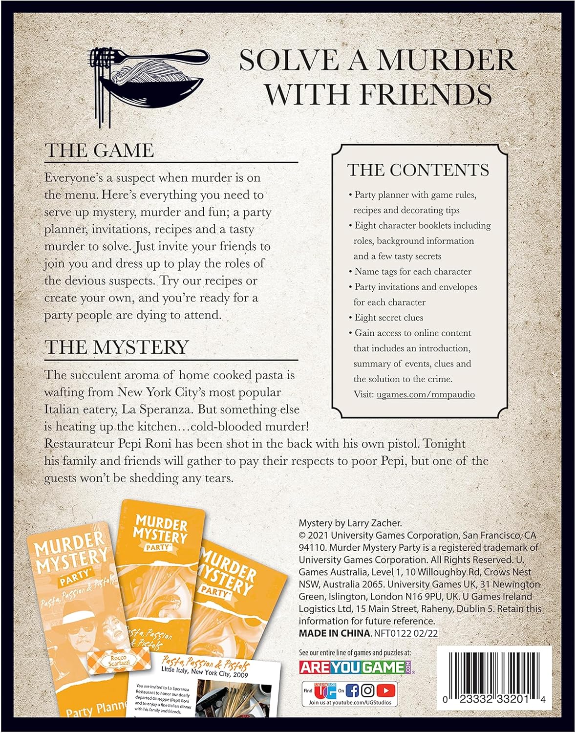 Murder Mystery Adult Party Game | Pasta, Passion & Pistols