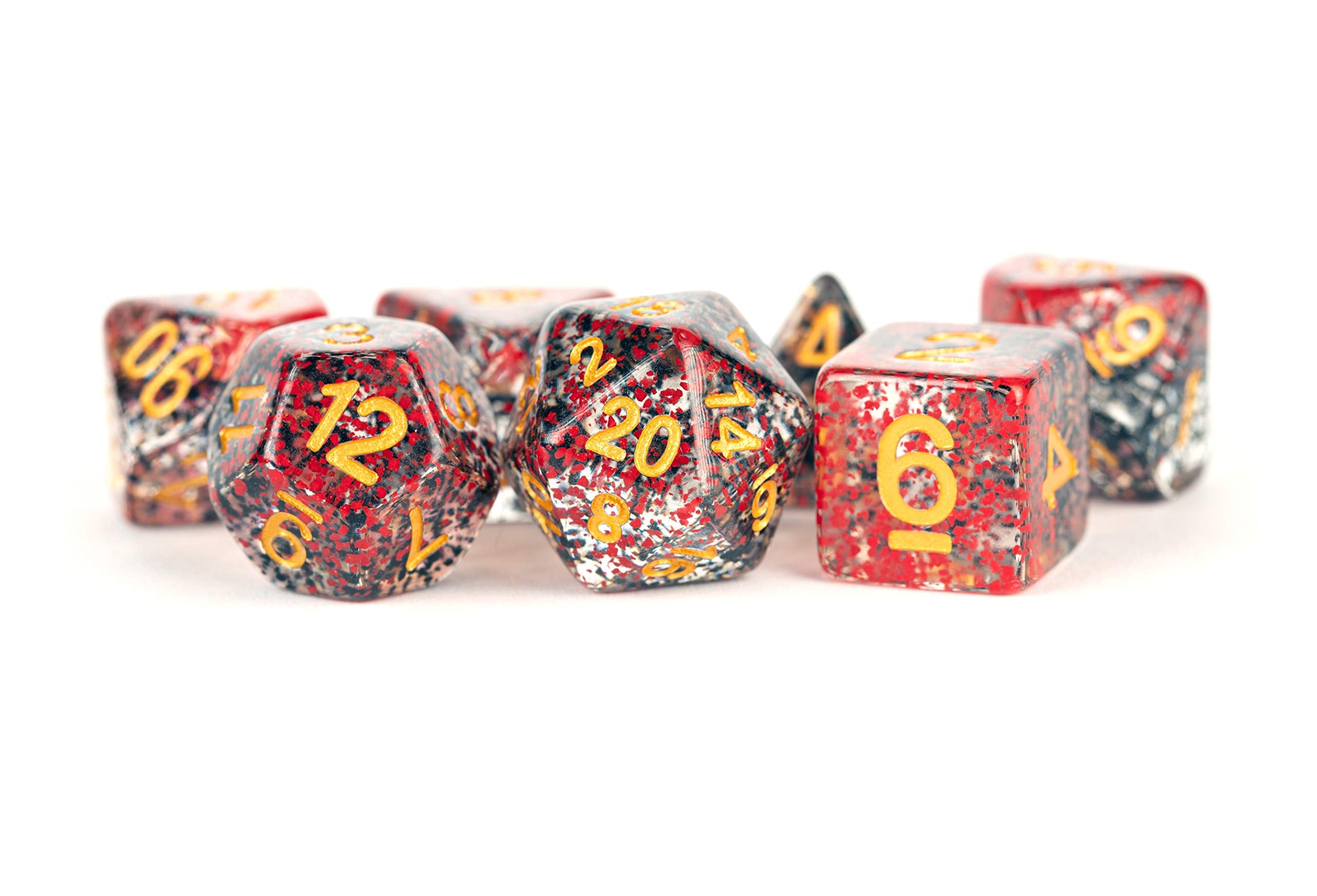 Particle Red and Black 16mm Resin Poly Dice Set