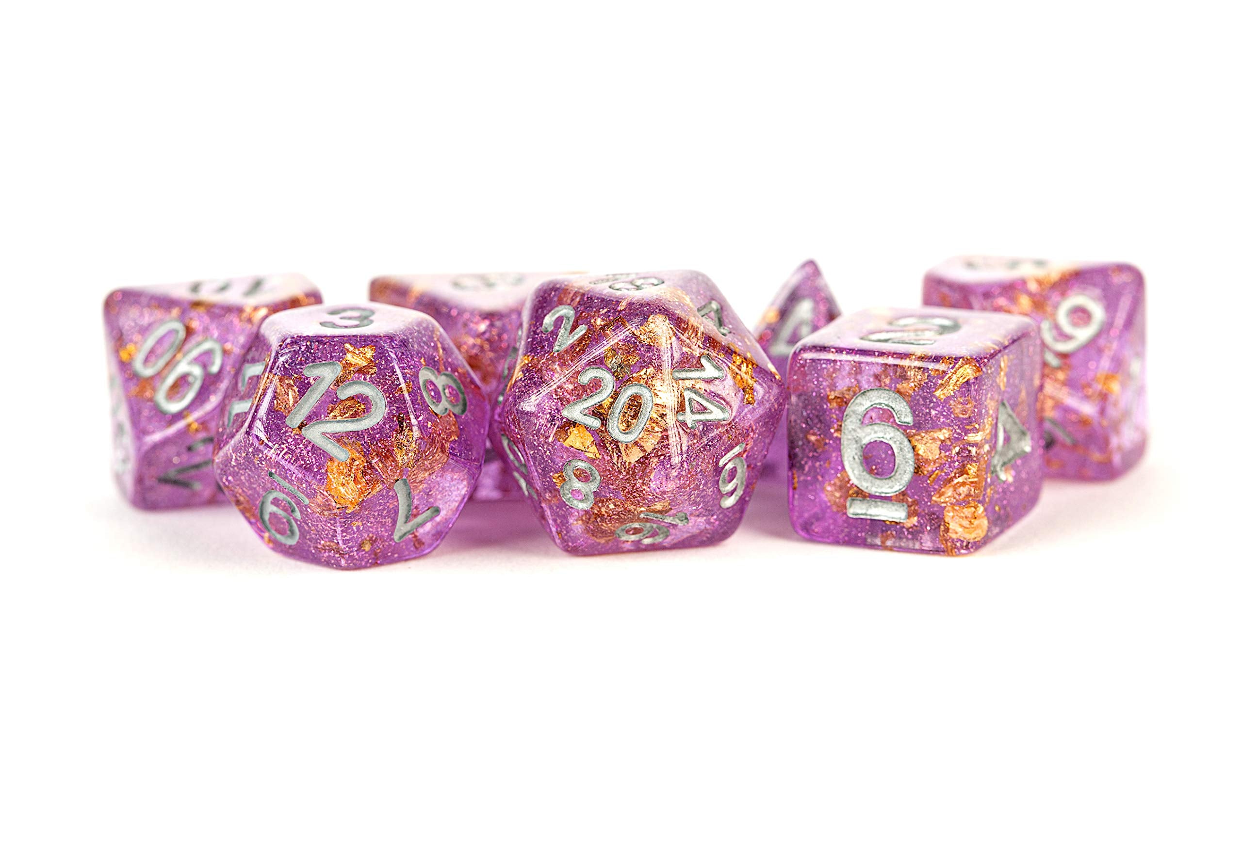 Foil Dice: Purple w/ Gold Foil 16mm Poly Dice Set