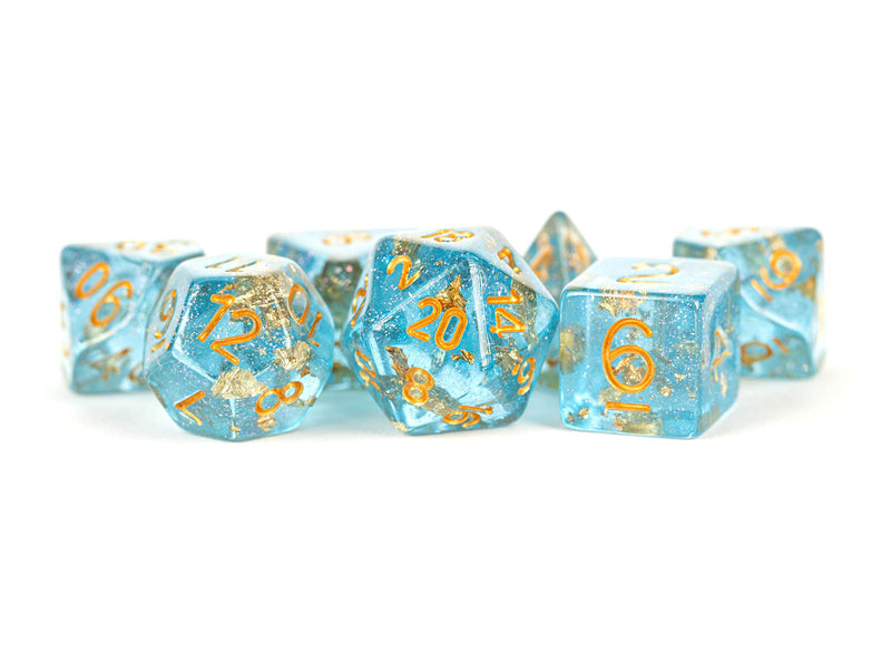 Foil Dice: Blue w/ Gold Foil 16mm Poly Dice Set