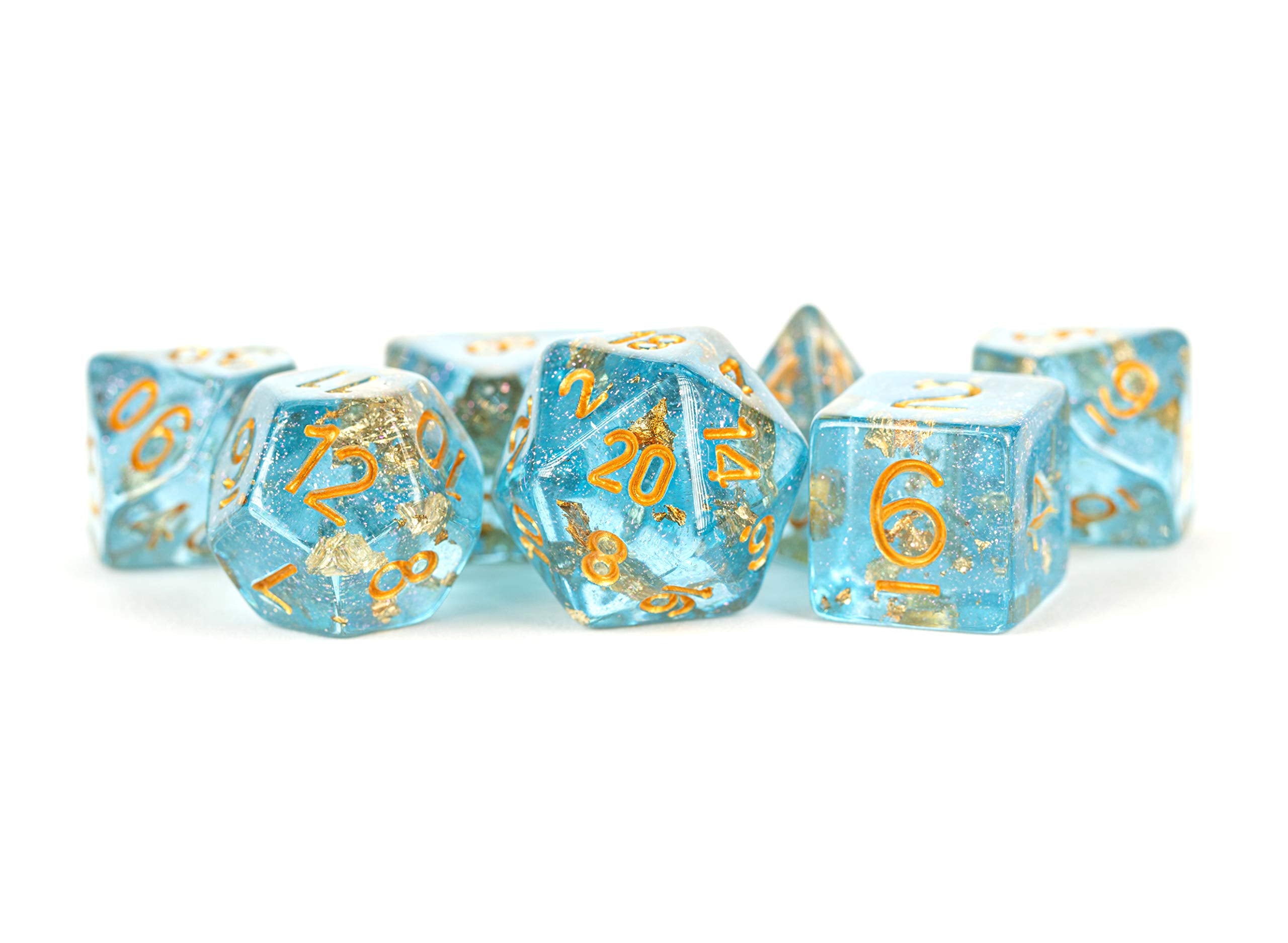Foil Dice: Blue w/Gold Foil 16mm Poly Dice Set