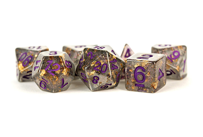 Foil Dice: Gray w/ Gold Foil 16mm Poly Dice Set