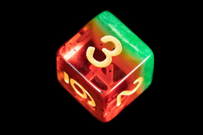 Metallic Dice Games 7-Set: 16mm: Fruit Watermelon/gd