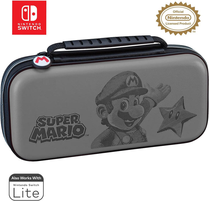 RDS Industries Officially Licensed Nintendo Switch Super Mario - Protective Deluxe Travel Case - Deboss Grey - Nintendo Switch