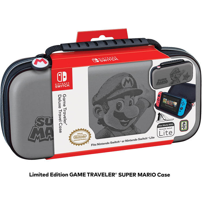 RDS Industries Officially Licensed Nintendo Switch Super Mario - Protective Deluxe Travel Case - Deboss Grey - Nintendo Switch