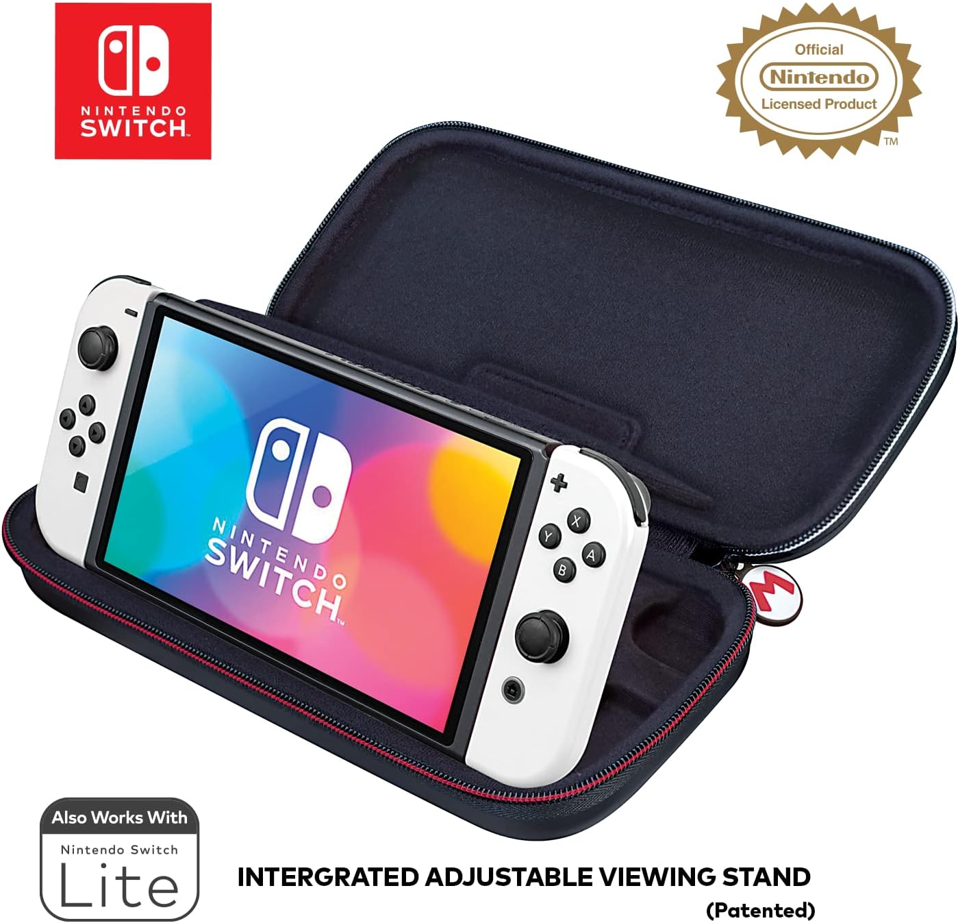 RDS Industries Officially Licensed Nintendo Switch Super Mario - Protective Deluxe Travel Case - Deboss Grey - Nintendo Switch